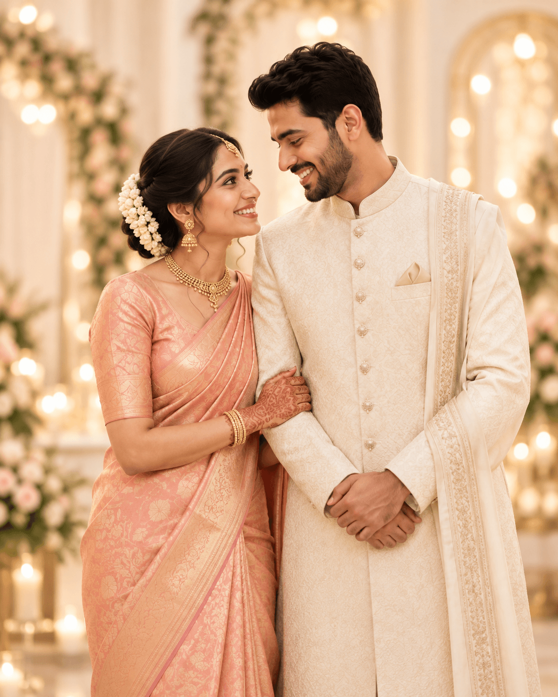 Indian couple in traditional wedding attire